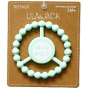 Wholesale - 1pc Silicone Peace Teether - Mint "Hello World" C/P 100, UPC: 195010118484